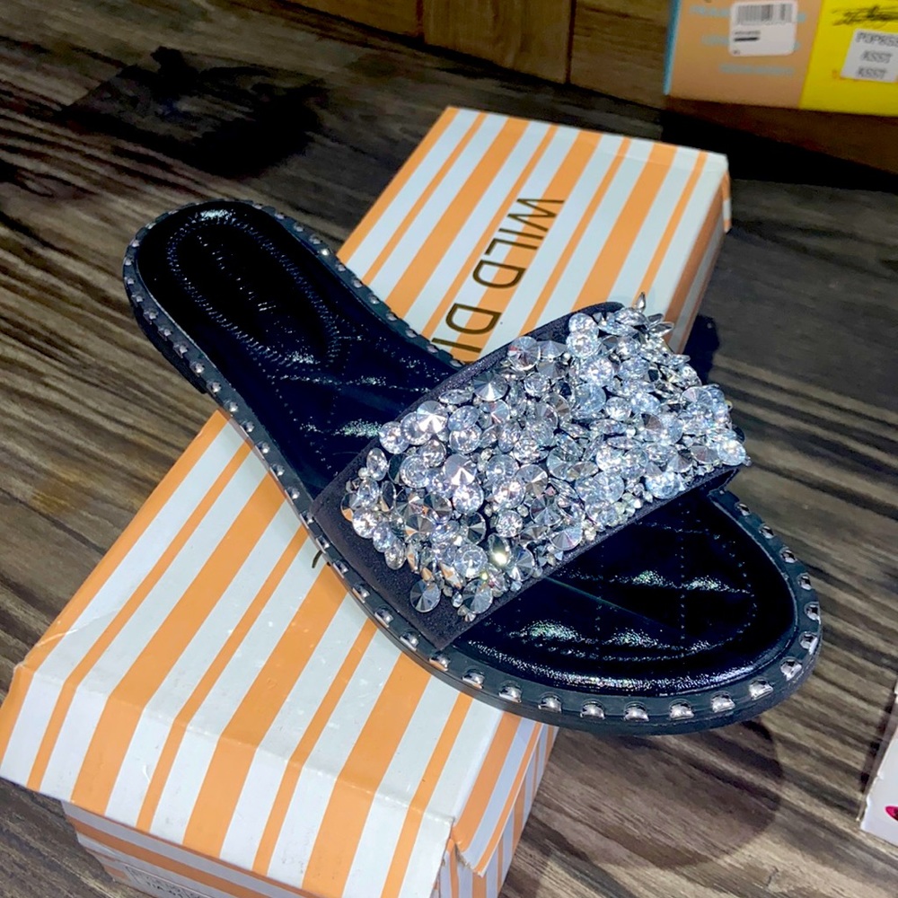 Bling black slides